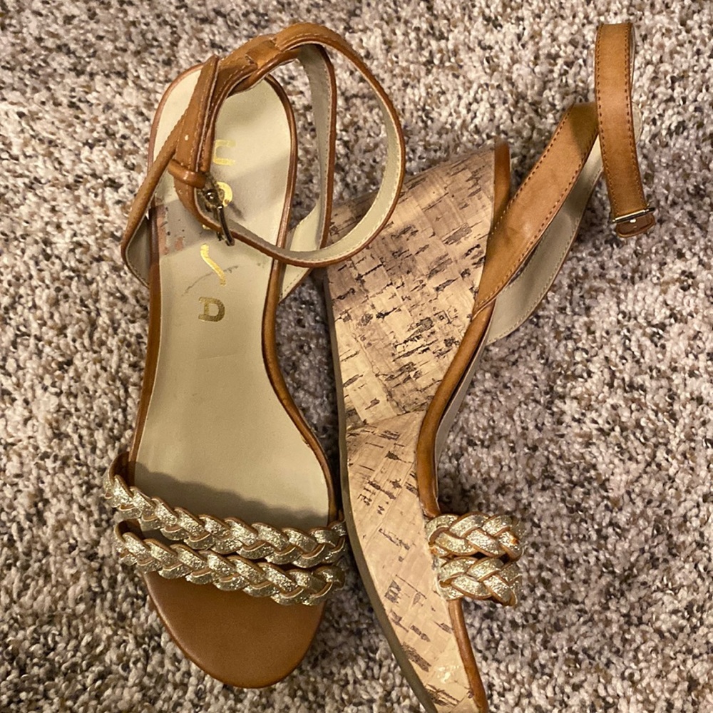 Cork wedges with ankle strap
